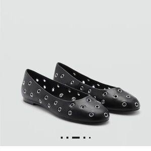 Mango Black Ballet Flats with Silver Grommets